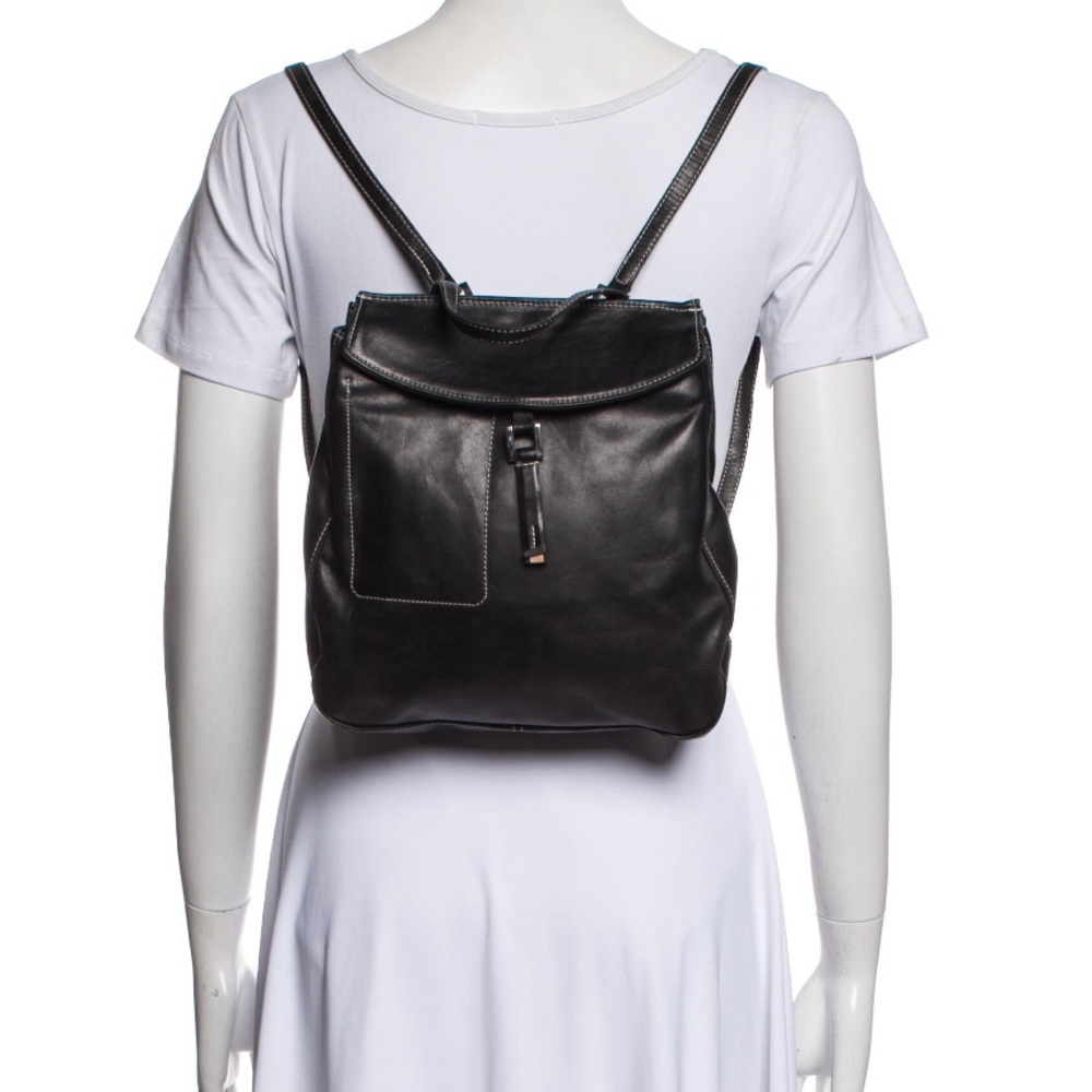 Donald J Pliner vintage black leather backpack clutch